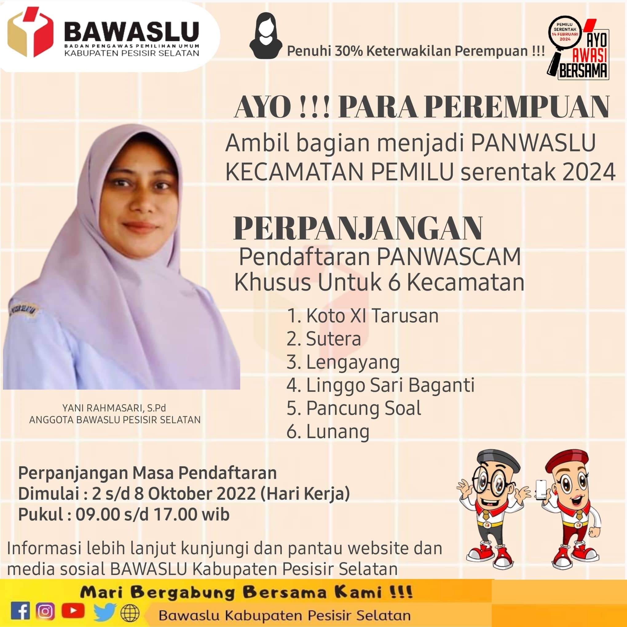 Pengumuman Perpanjangan Pendaftaran  Calon Anggota  Panwaslu Kecamatan Tahun 2024